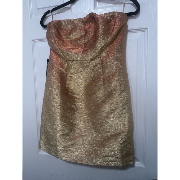 Express Women’s Gold Shimmer Sleeveless Mini Dress Size 4 NWT cocktail - Picture 3 of 15